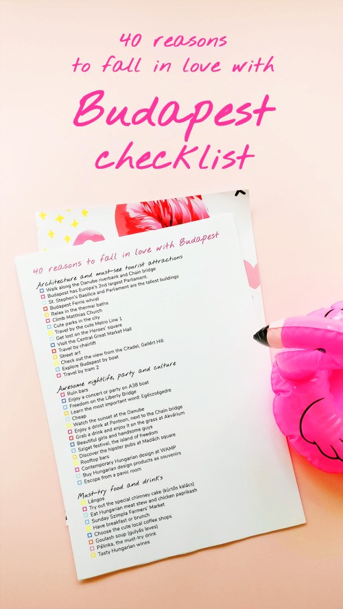 40 reasons to fall in love with Budapest downloadable free checklist