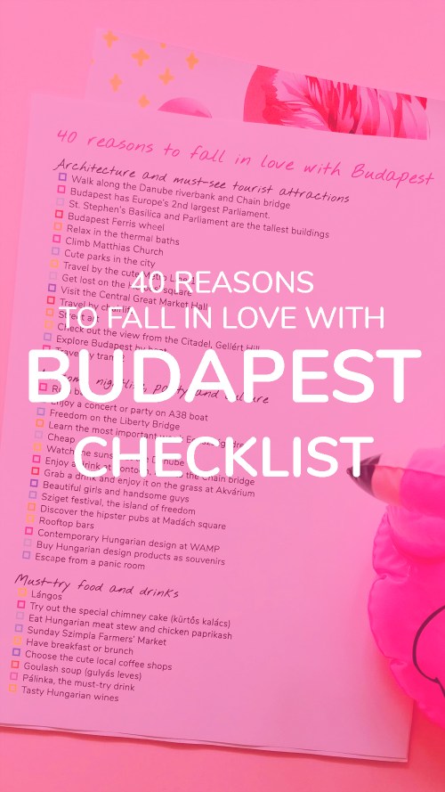 Download the 40 reasons to fall in love with Budapest free checklist | Aliz’s Wonderland #checklist #budapest